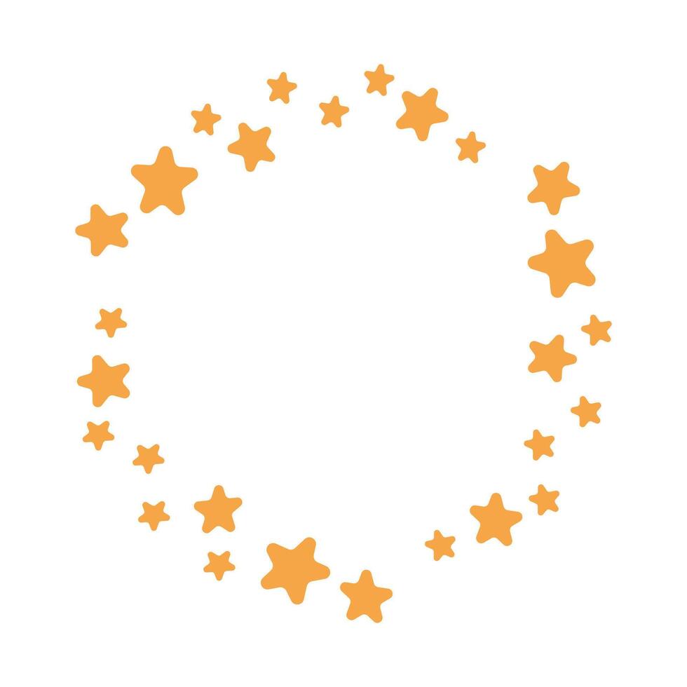 Round frame with orange stars on white background vector