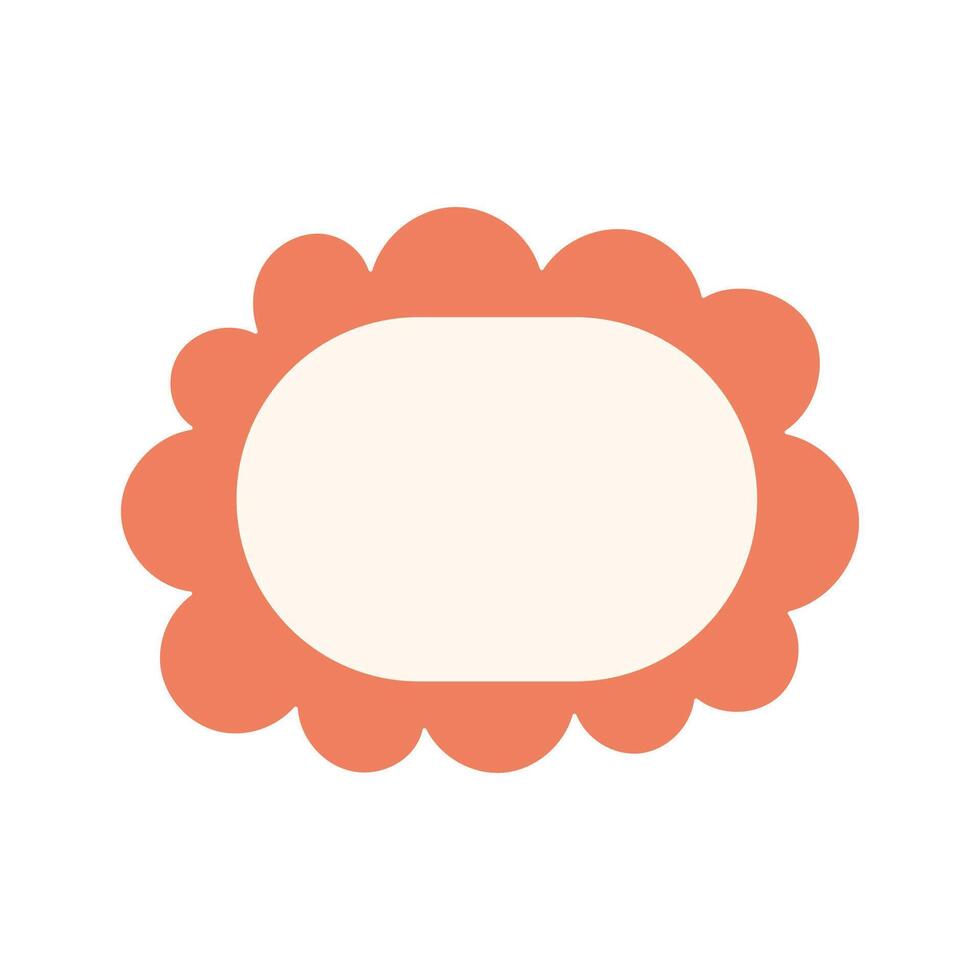 Boho horizontal oval label with orange scalloped decorative edge vector