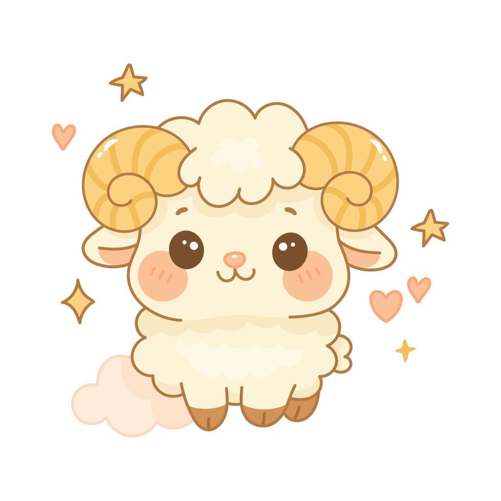 Cute cartoon sheep with stars vector
