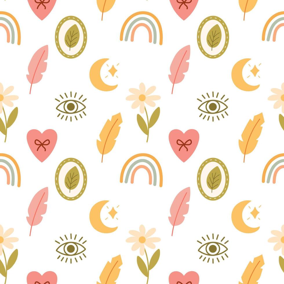 Colorful pattern with various nature elements vector