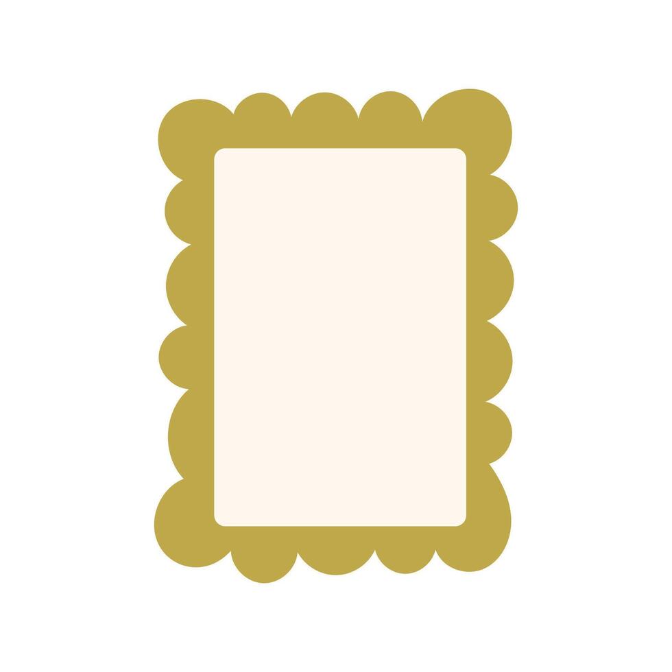 Boho rectangular label frame with green scalloped edge illustration vector