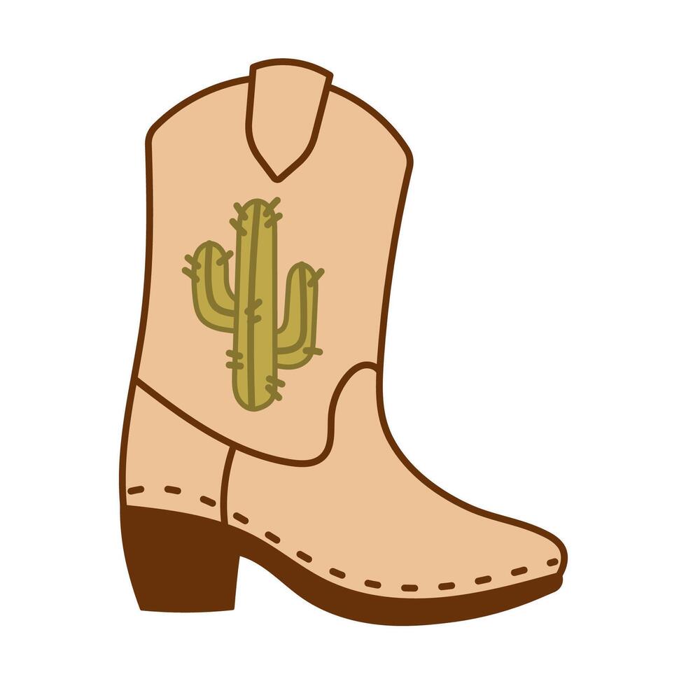 Cowboy boot with green cactus desert themed graphic vector