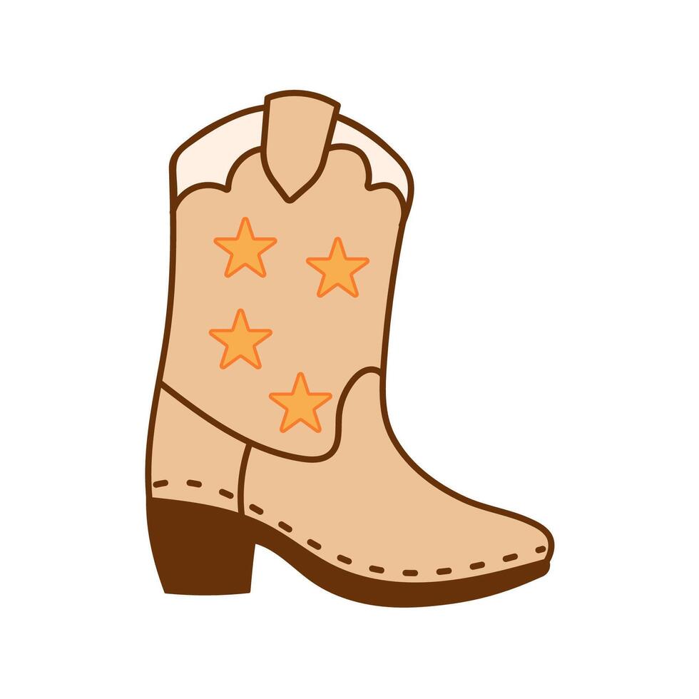 Western cowboy boot with four yellow stars icon vector
