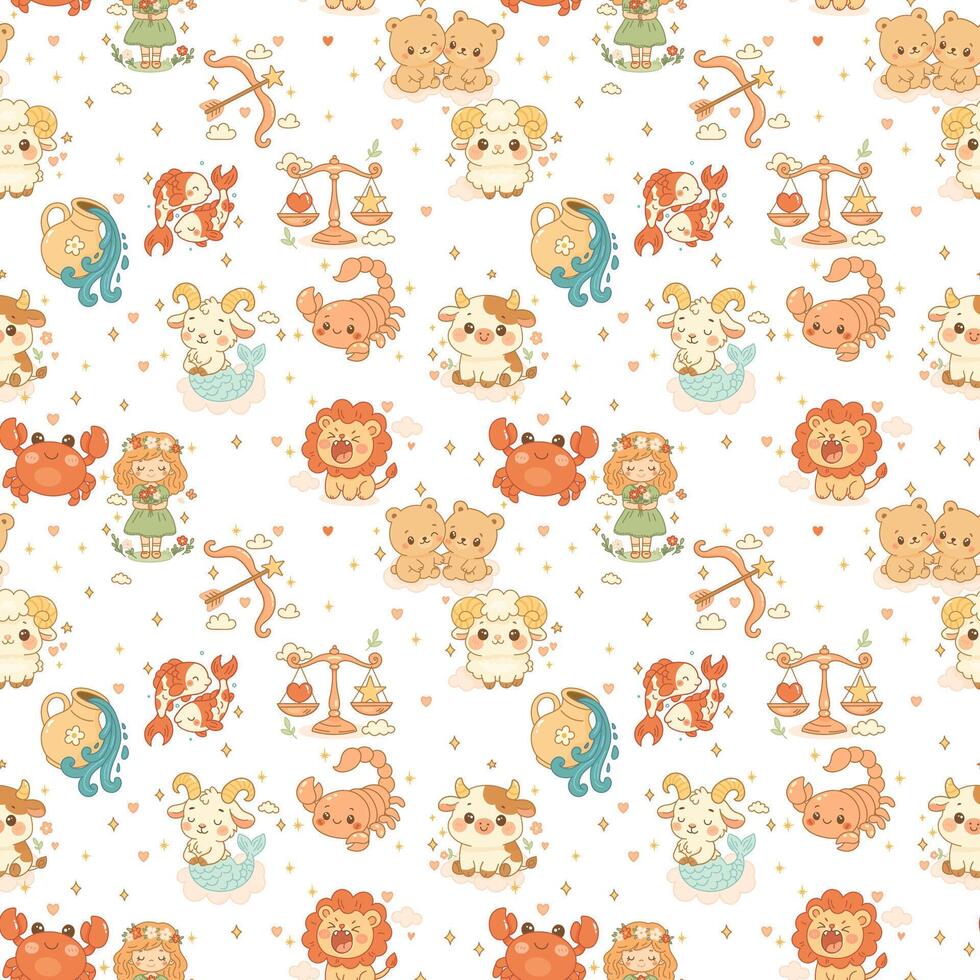 Zodiac animal pattern for children vector