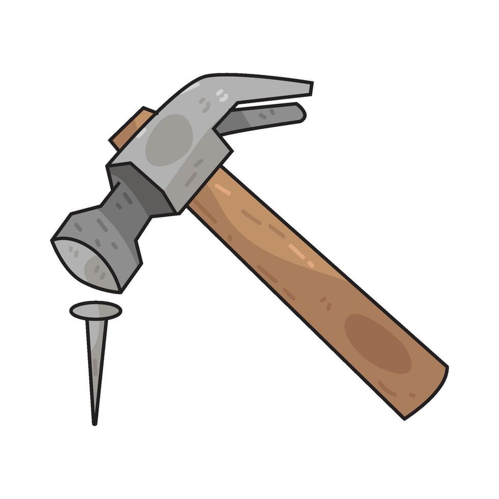 Illustration of Hammer with nail vector