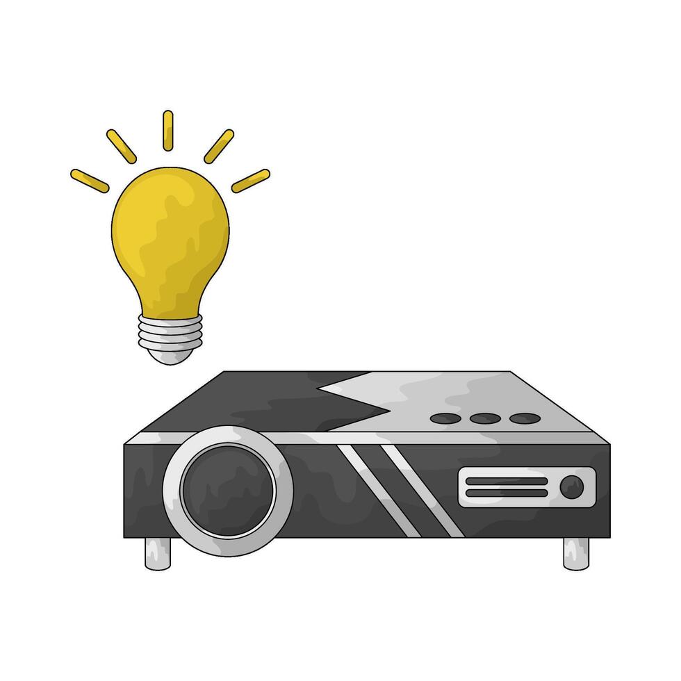 Illustration of projector with lightbulb vector