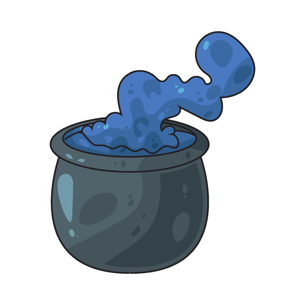 Illustration of Cauldron with smoke vector