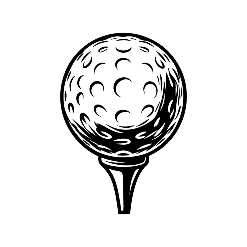Stylized illustration depicting a golf ball with dimples, ready for a swing vector