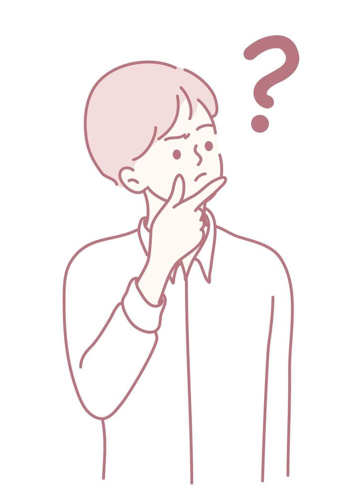 An illustration depicting a contemplative person along with a question mark symbolizing inquiry vector