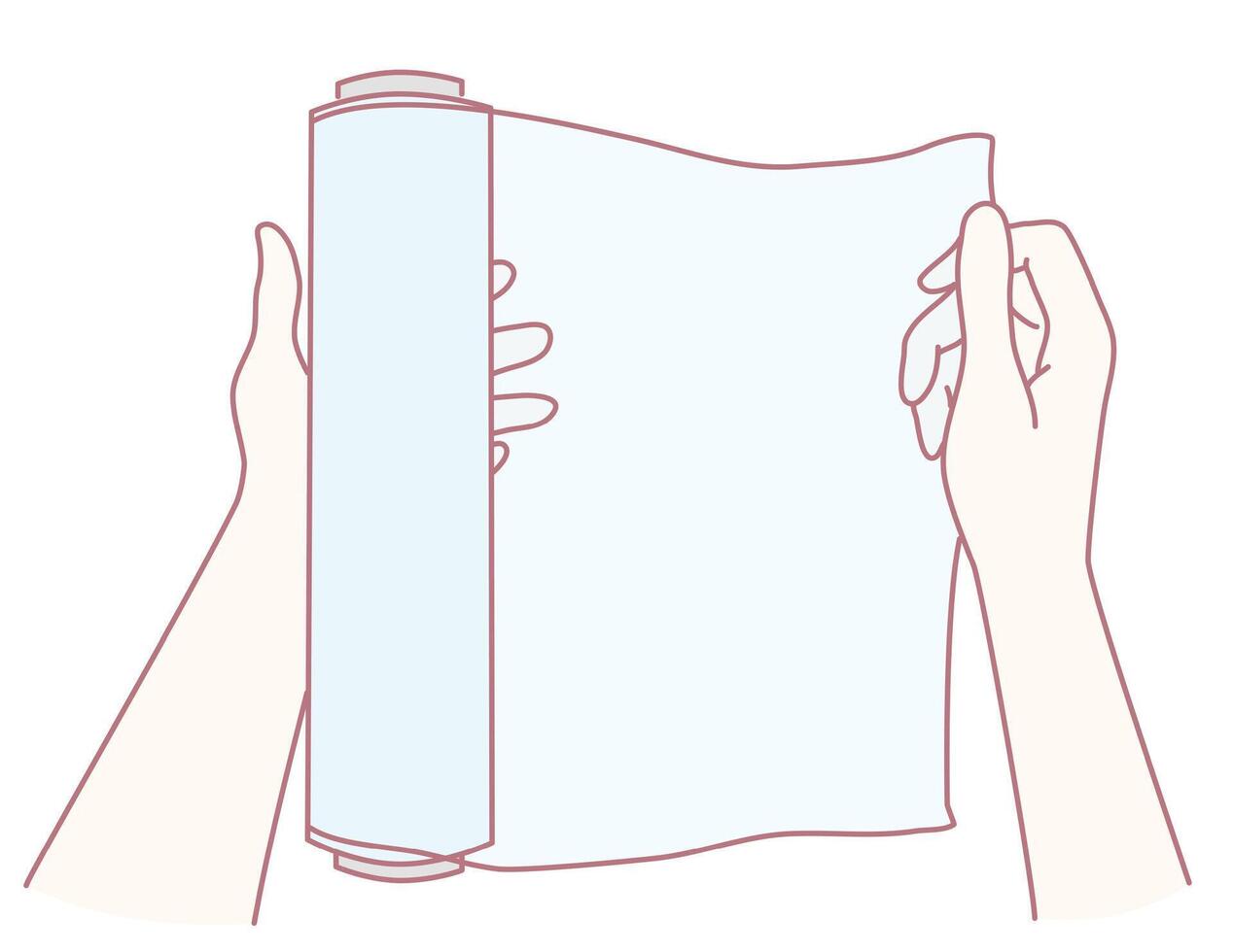 Hands Gently Unrolling a Scroll of Paper Filled with Ideas and Artistic Concepts for a Project vector