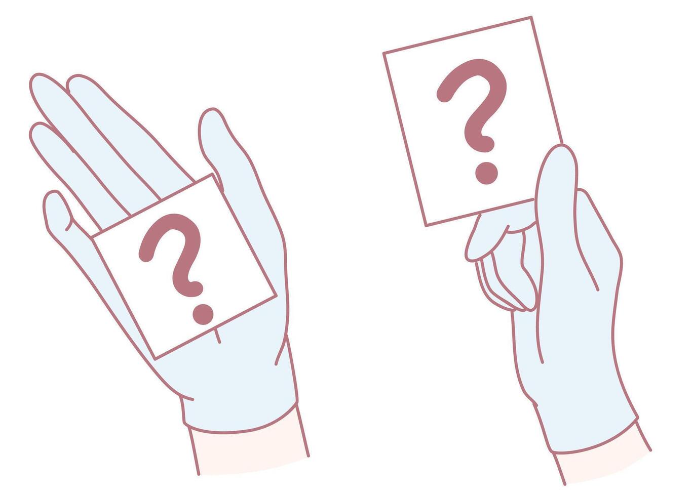 Cards with question marks in hands symbolize the pervasive theme of uncertainty vector