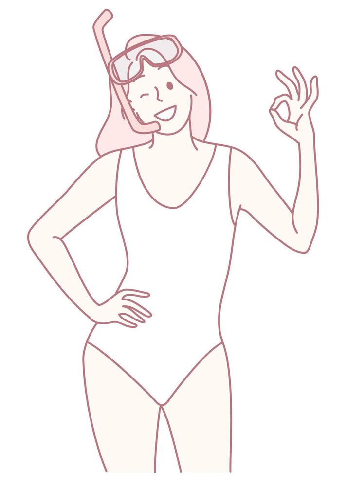 Snorkeler making an okay sign vector