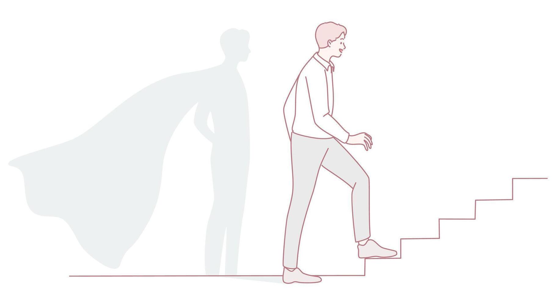 Man climbing stairs with shadow vector