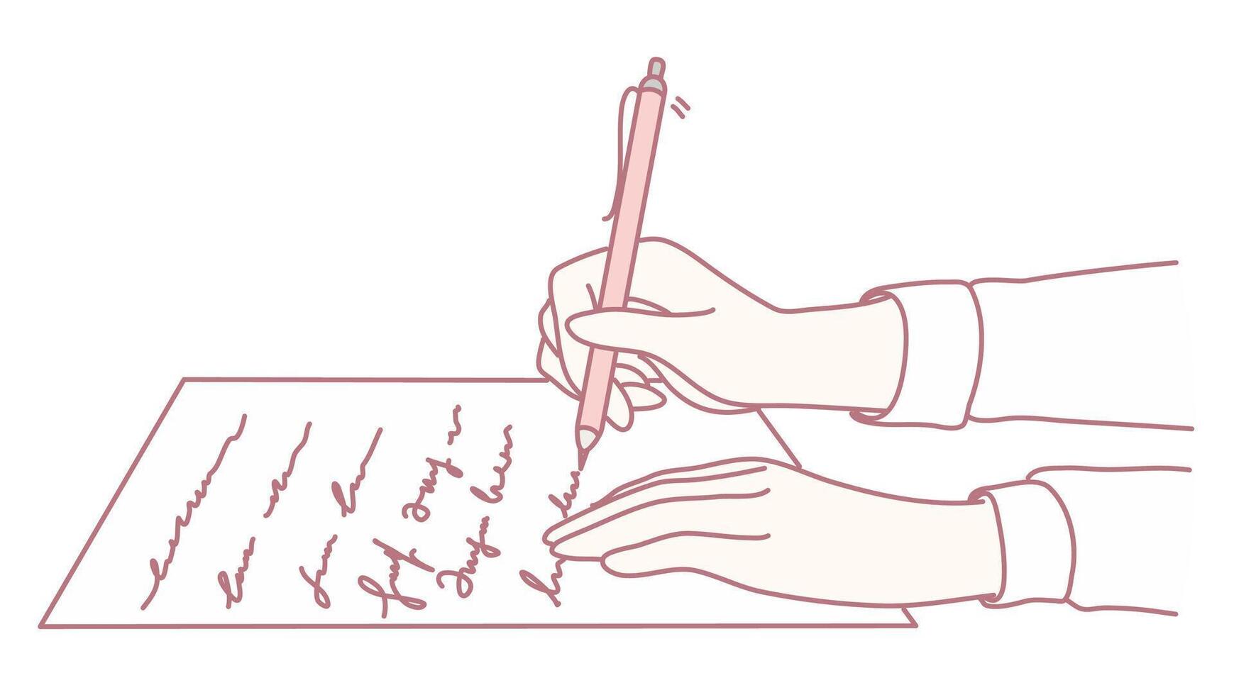 Hands writing on paper vector