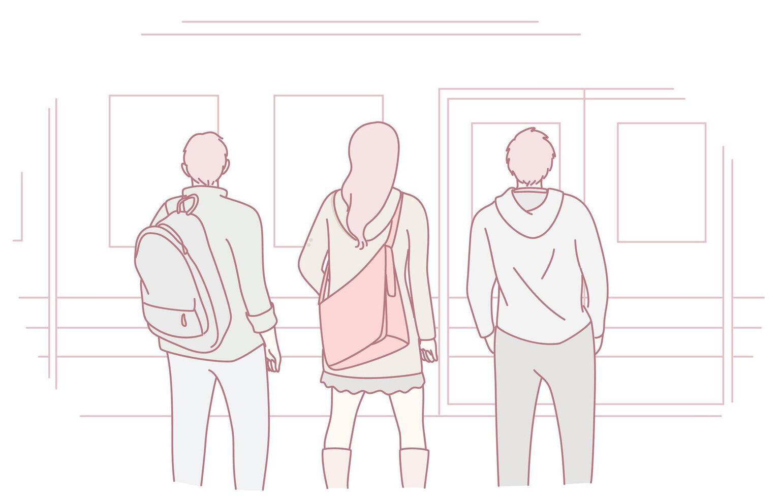 Friends waiting for a train vector