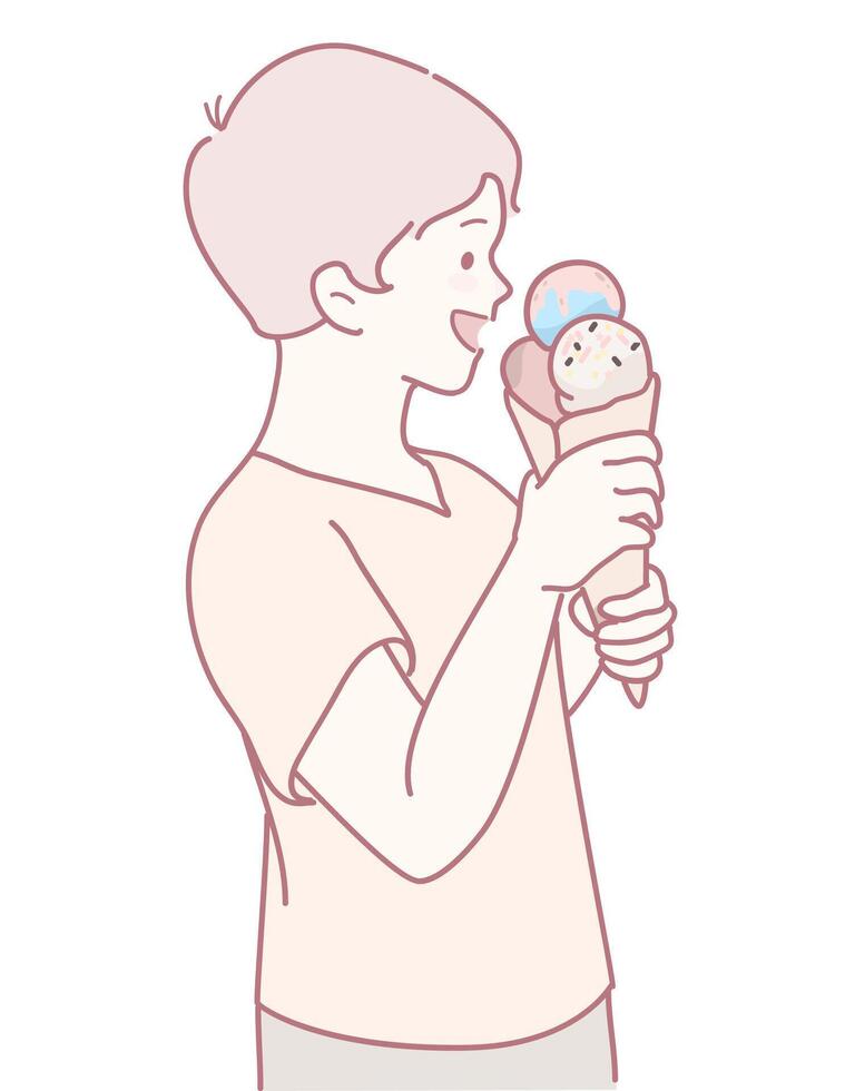 Child holding ice cream cone vector