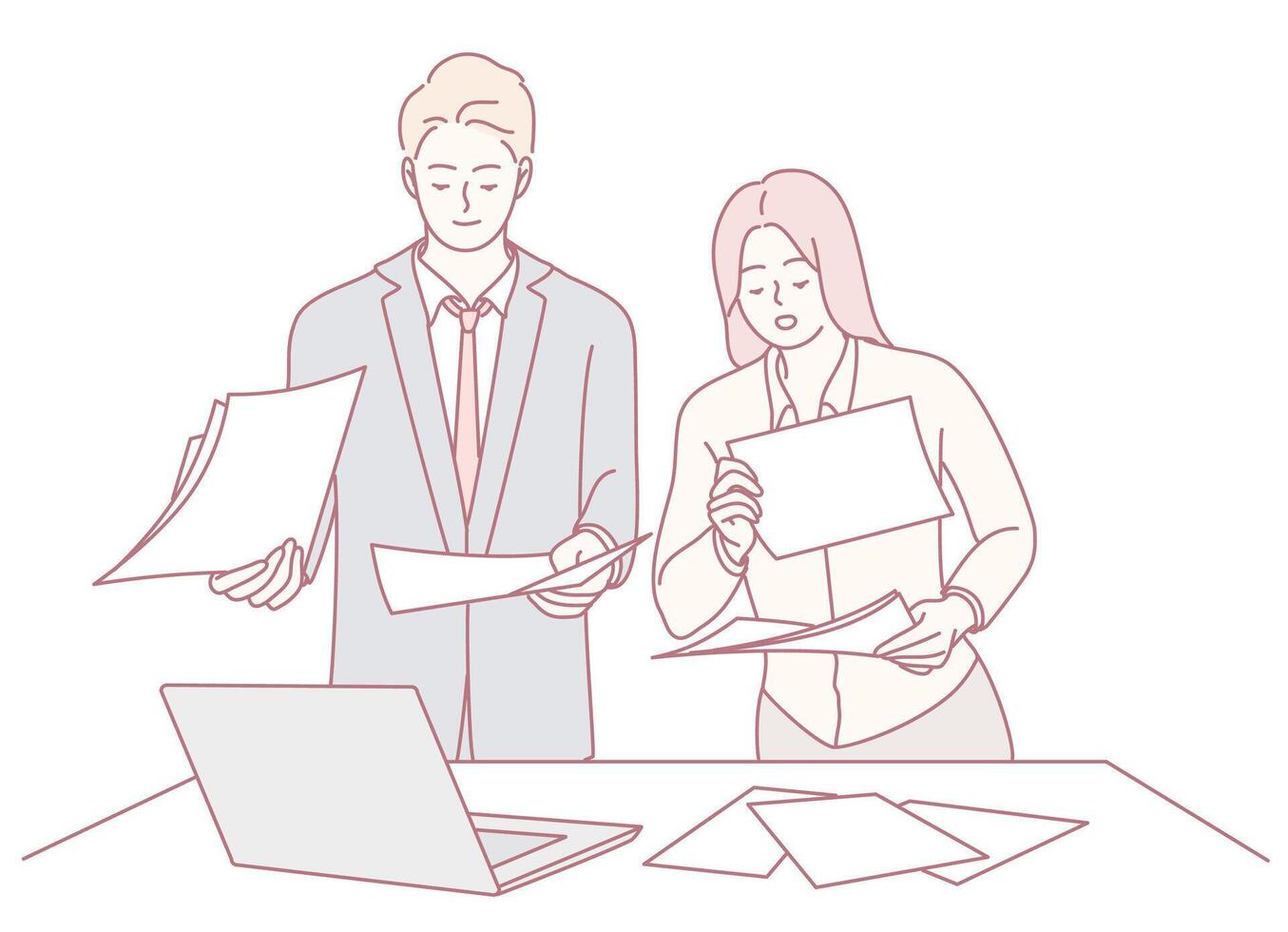 Engaging in Business Collaboration and Conducting Document Reviews for Enhanced Outcomes vector