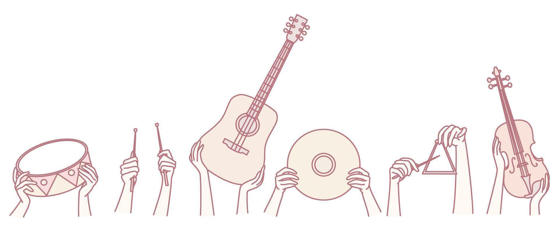 The Celebration of Musical Instruments Held Proudly in the Hands of Talented Musicians vector