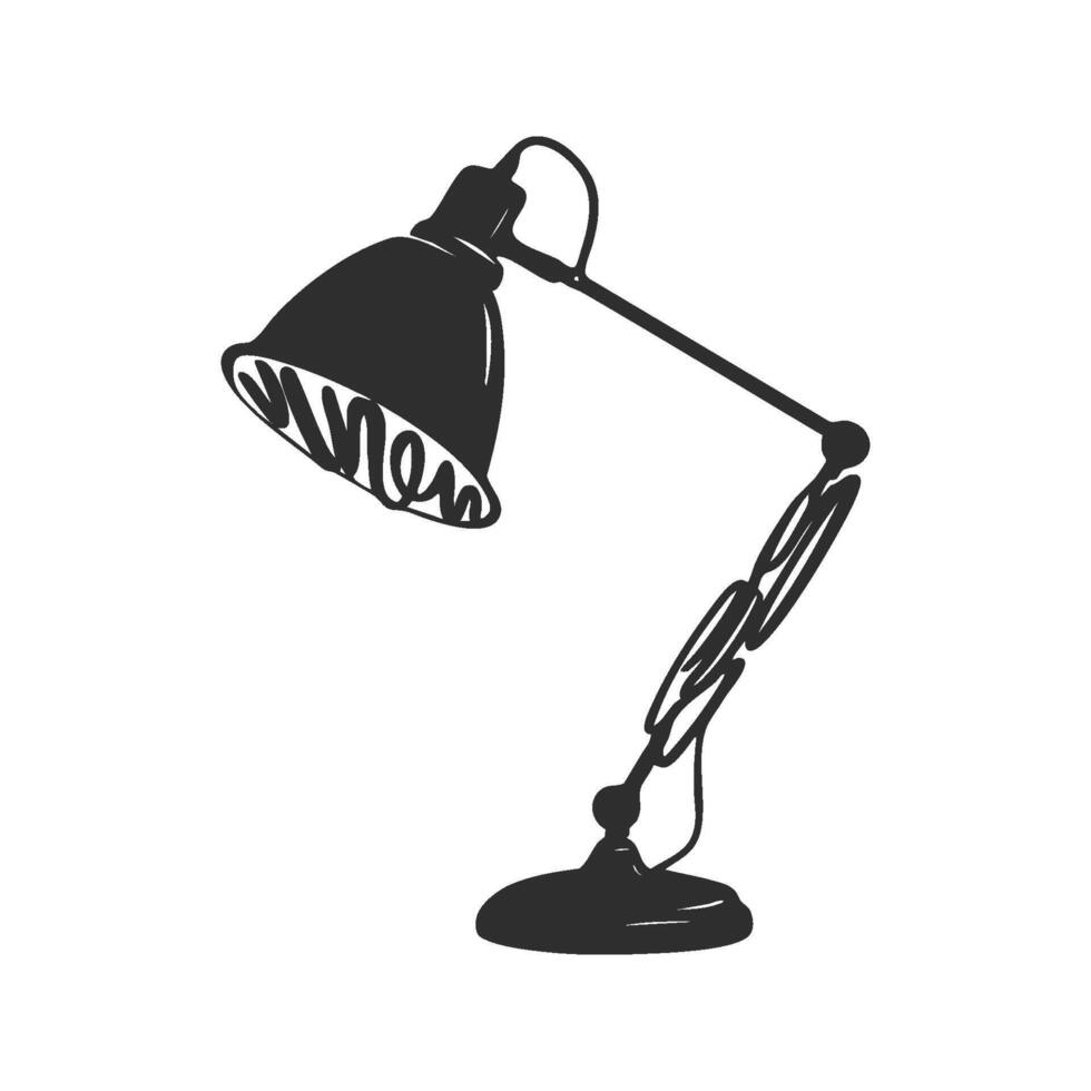 Desk Lamp Silhouette Illustration. Modern Lighting Design And Functionality. Isolated Illustration vector