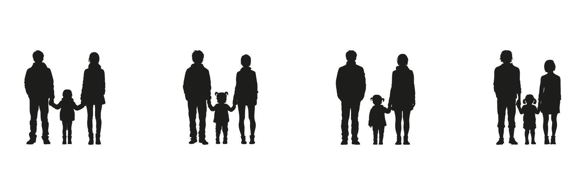 Family Interaction Silhouette Set. Parenting, Childhood, And Emotional Bonding Symbol Collection. Social And Educational Use. vector
