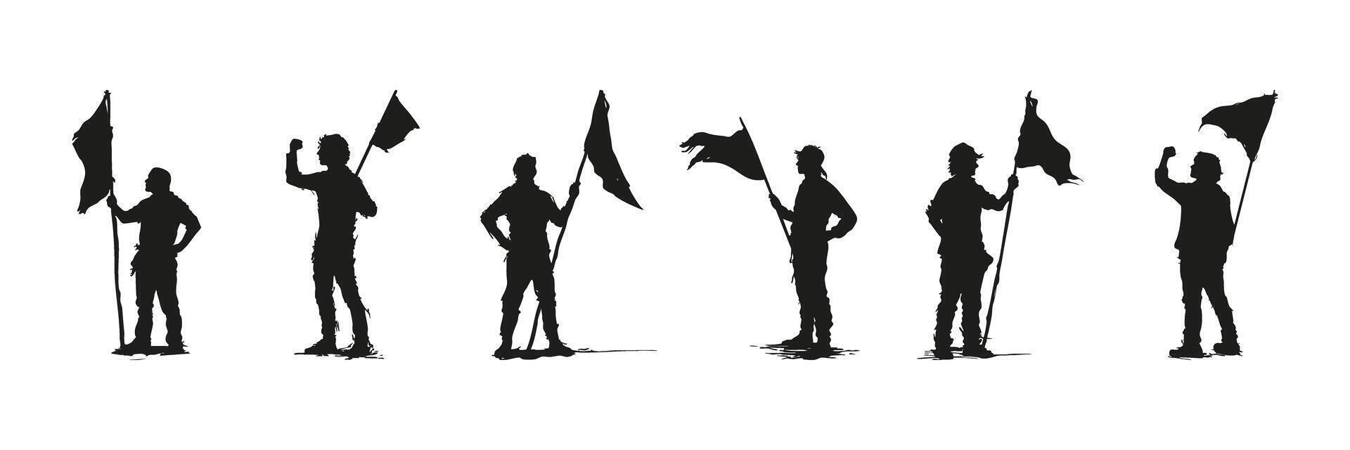 Protest And Activism Silhouette Set. Social Movement And Demonstration Symbol Collection. vector