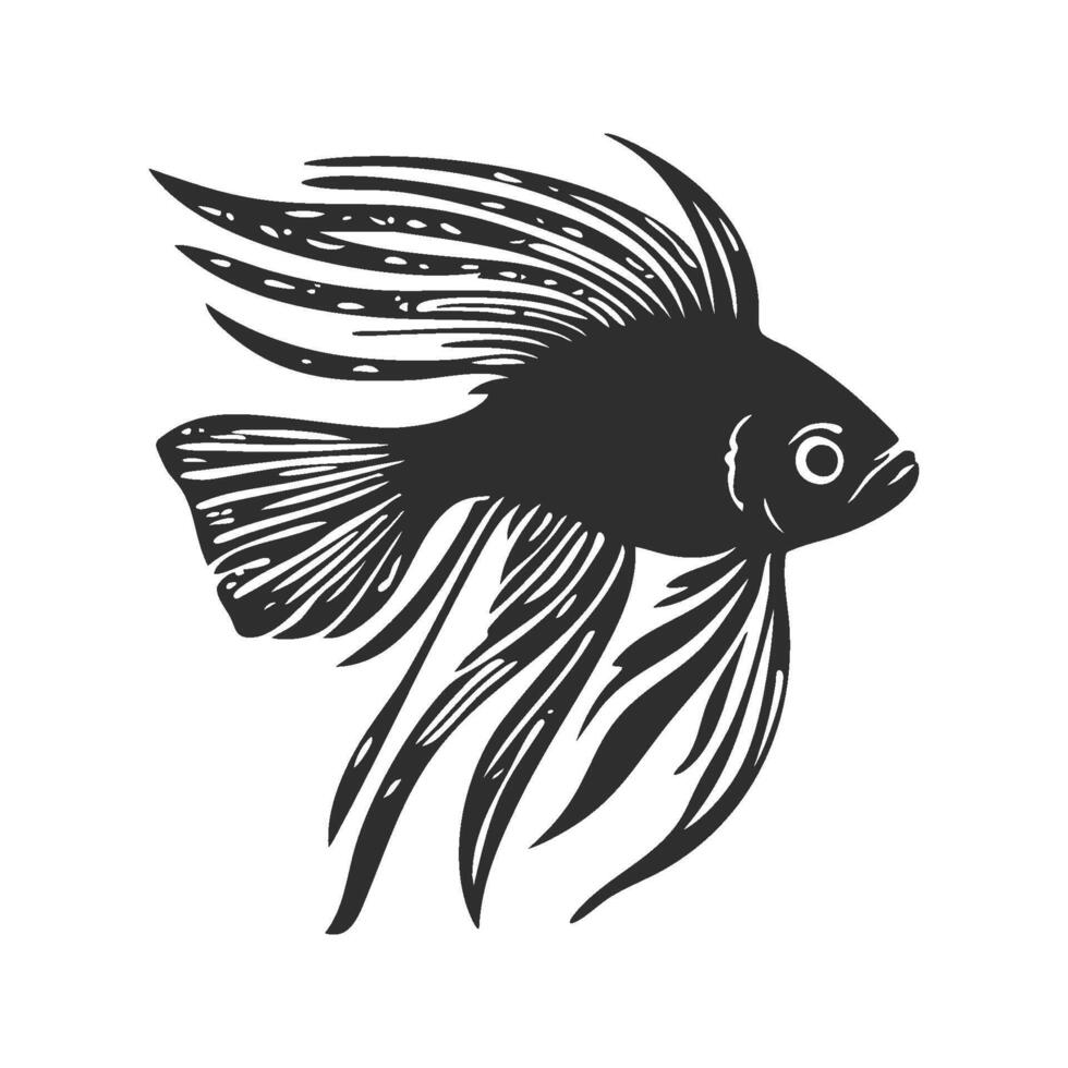 Betta Fish Silhouette Illustration. Graceful Aquatic Beauty And Elegance Isolated Illustration vector