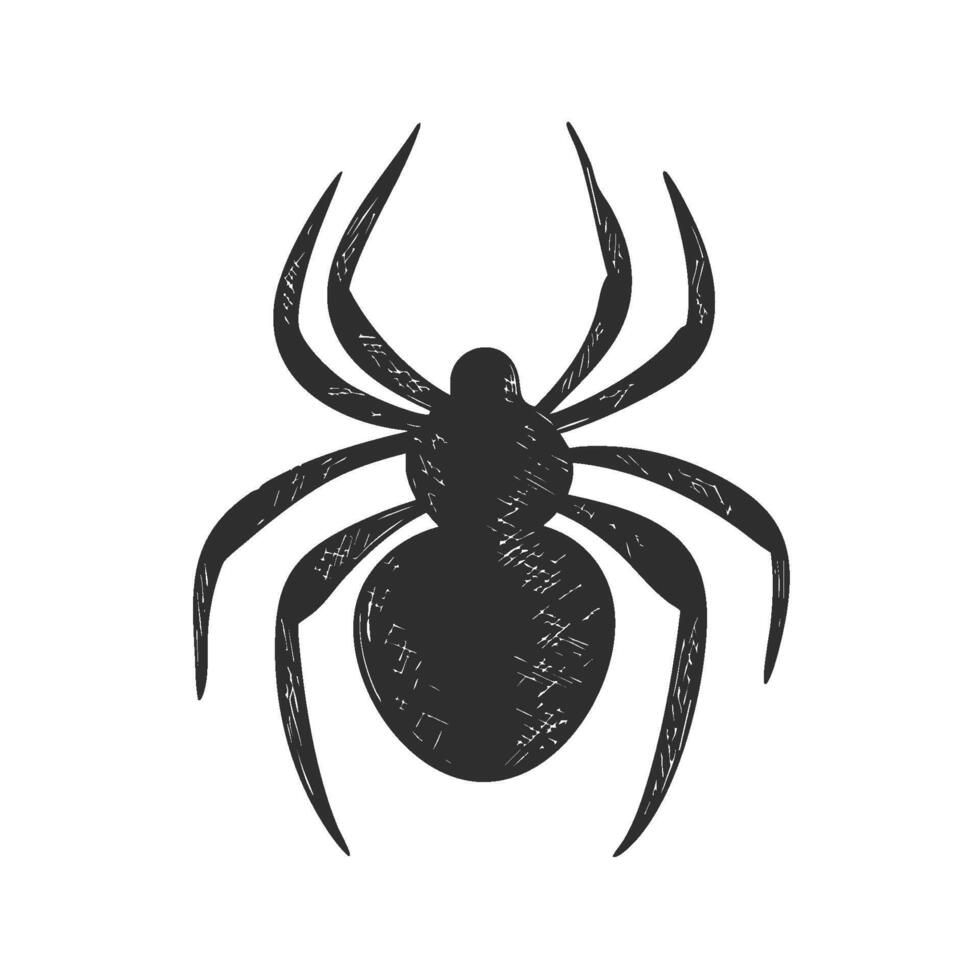 Spider Silhouette With Textured Effect. Halloween Theme And Nature Symbolism Isolated Illustration vector