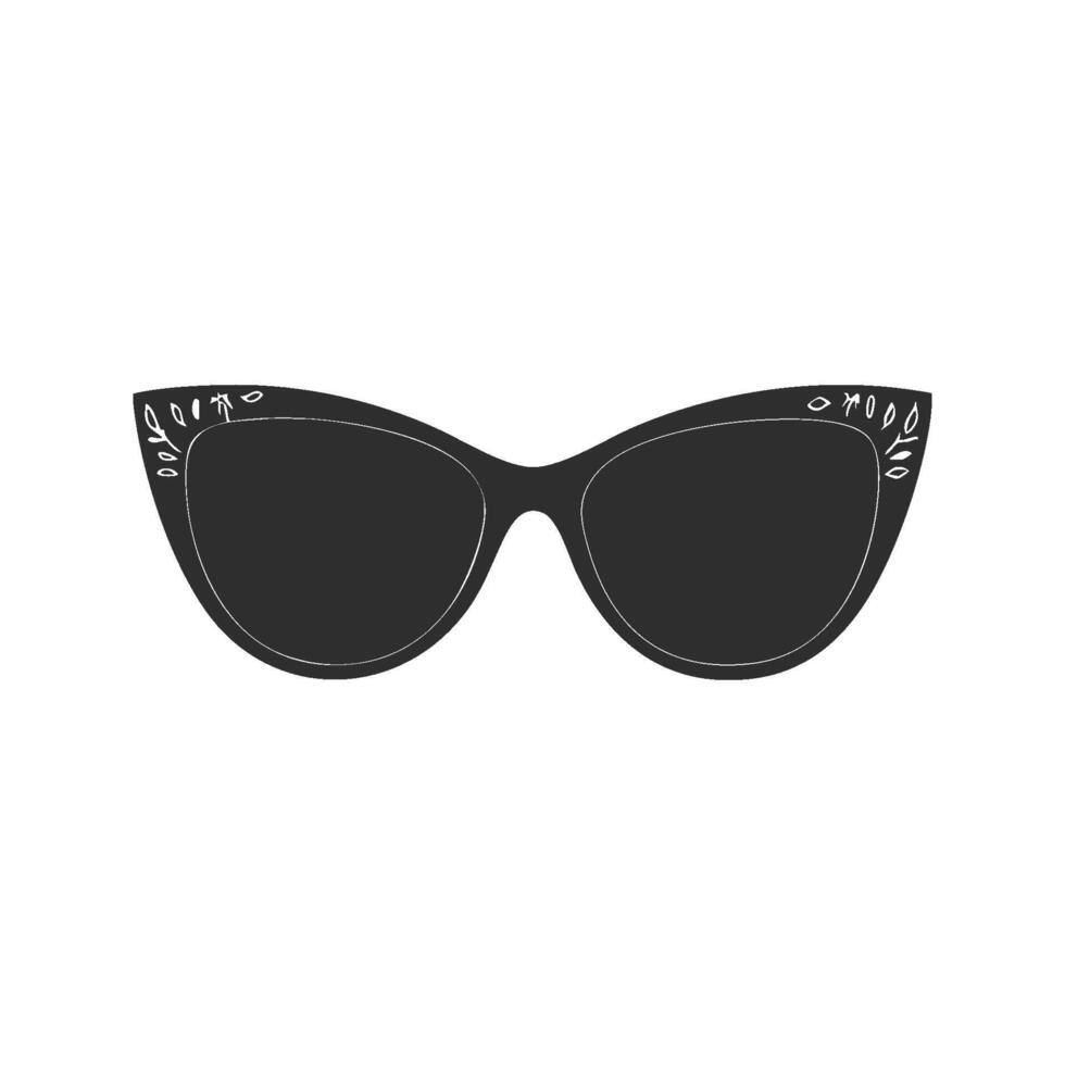Cat-Eye Sunglasses Silhouette Illustration. Retro Fashion Accessory With Decorative Details Isolated Illustration vector