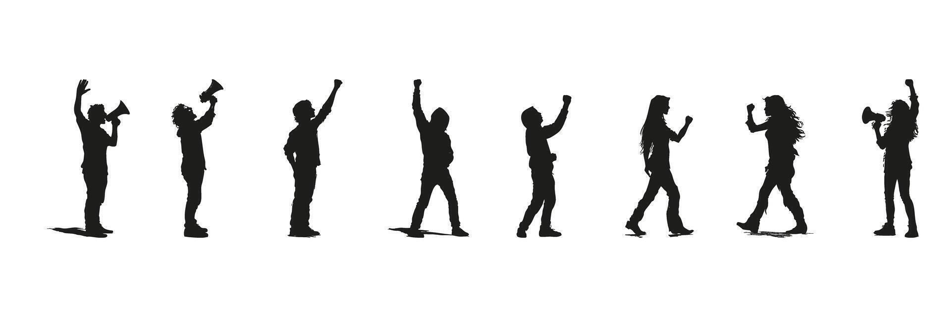 Protest And Activism Silhouette Set. Social Movement And Demonstration Symbol Collection. Political And Advocacy Use. vector