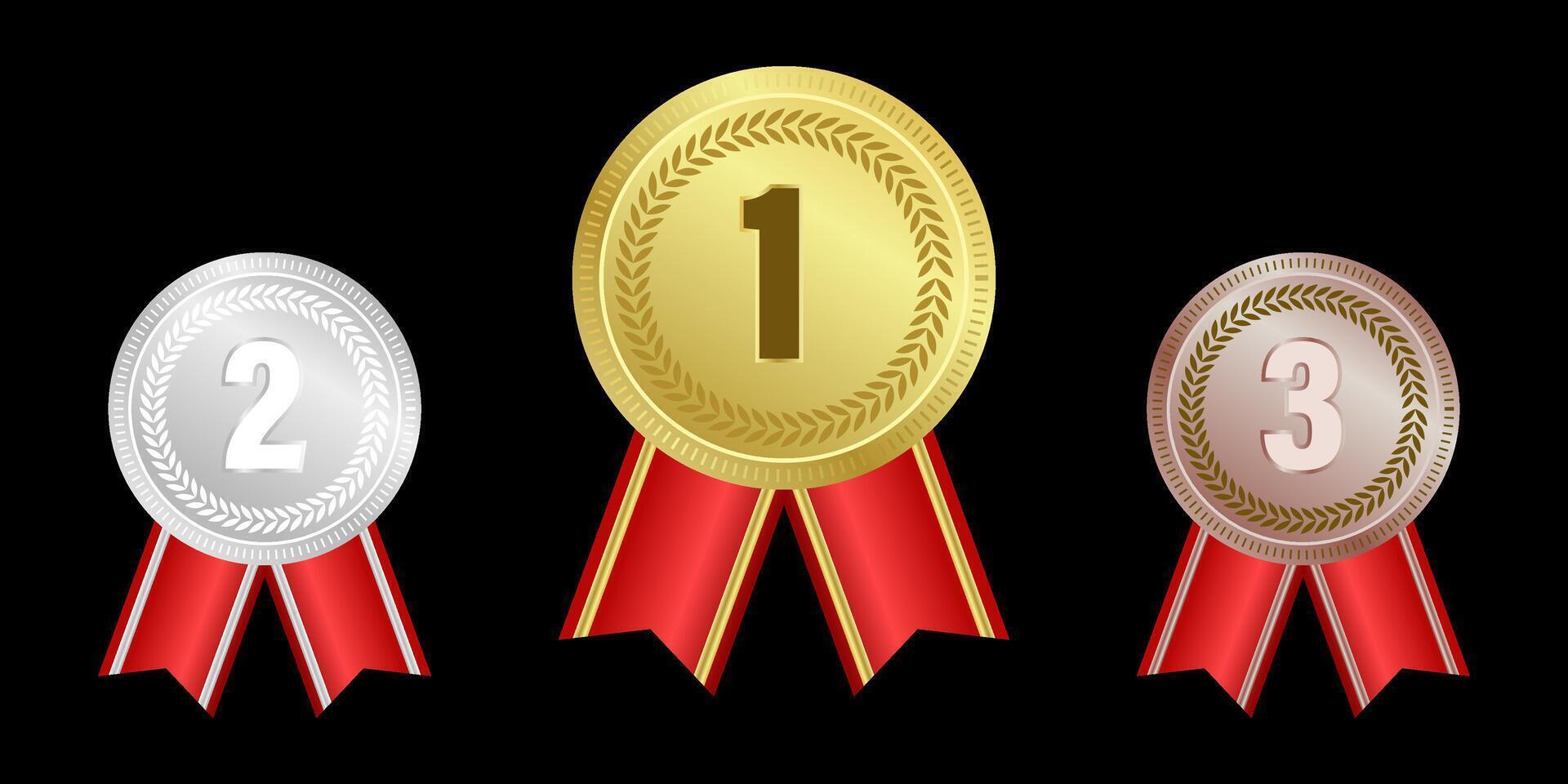 1st, 2nd, 3rd place pins vector