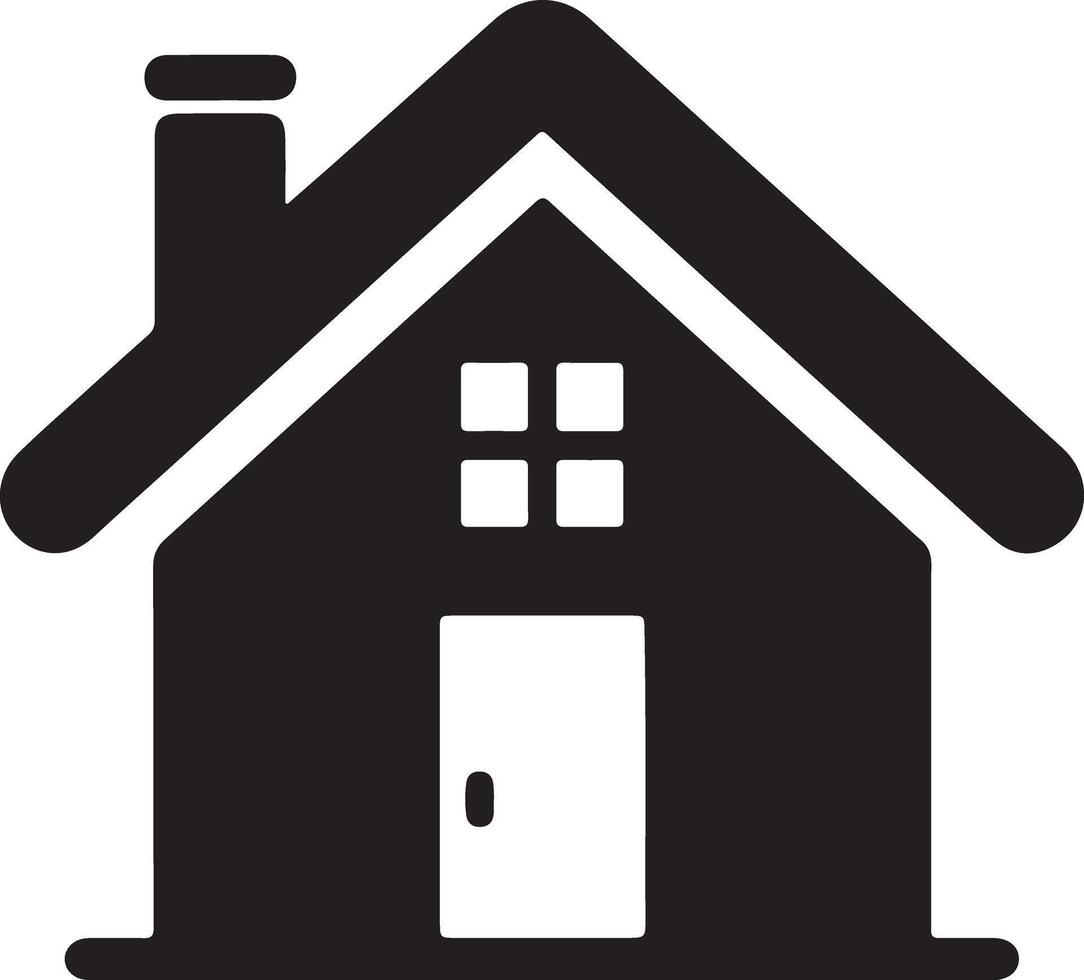 Simple Black Silhouette House Icon Cozy Home Sweet Home Illustration, Peaceful and Serene Setting - Professional digital artwork with vibrant colors and detailed composition vector