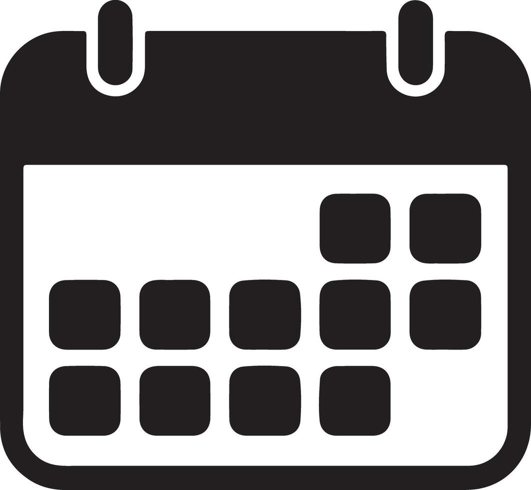 Simple Black and White Calendar Icon Scheduling Appointments, Planning Events, and Managing Time Efficiently - Professional digital artwork with vibrant colors and detailed composition vector