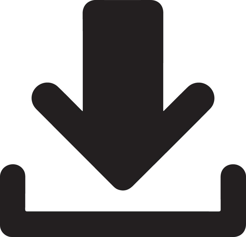 Simple Black Download Icon A Bold Arrow Pointing Down, Indicating a Quick and Easy Download Process on a White Background vector