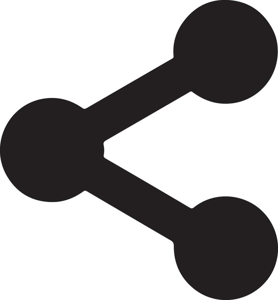 Simple Black Share Icon Digital Connection, Networking Symbol, Modern Interface Element for Website or App, Clean Minimalist Design, Isolated on White Background vector