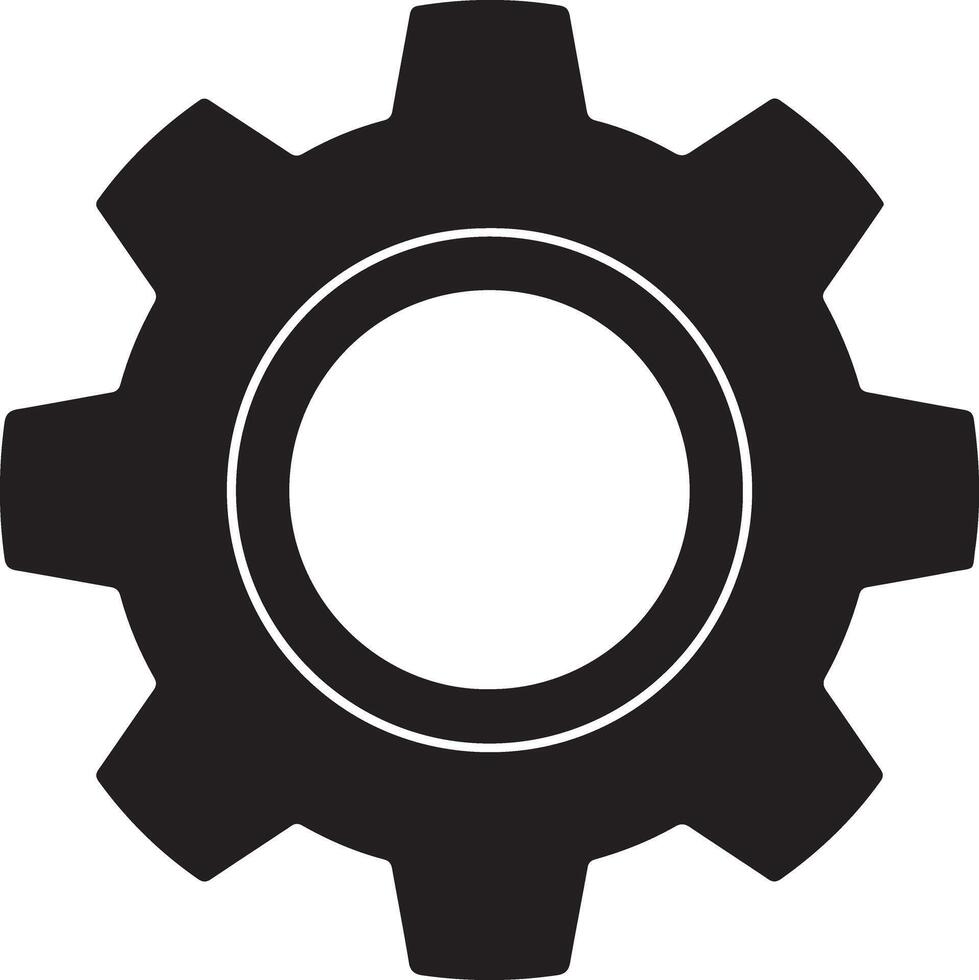 A Striking Black Gear Cog, Symbol of Industrial Strength and Mechanical Precision, Isolated on White Background vector