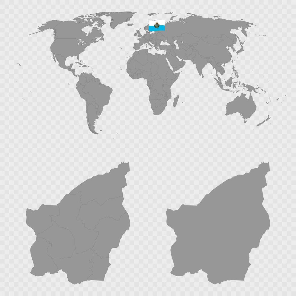 San Marino Map Set with World Location. vector