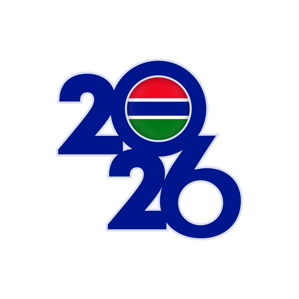 2026 banner with Gambia flag inside. vector
