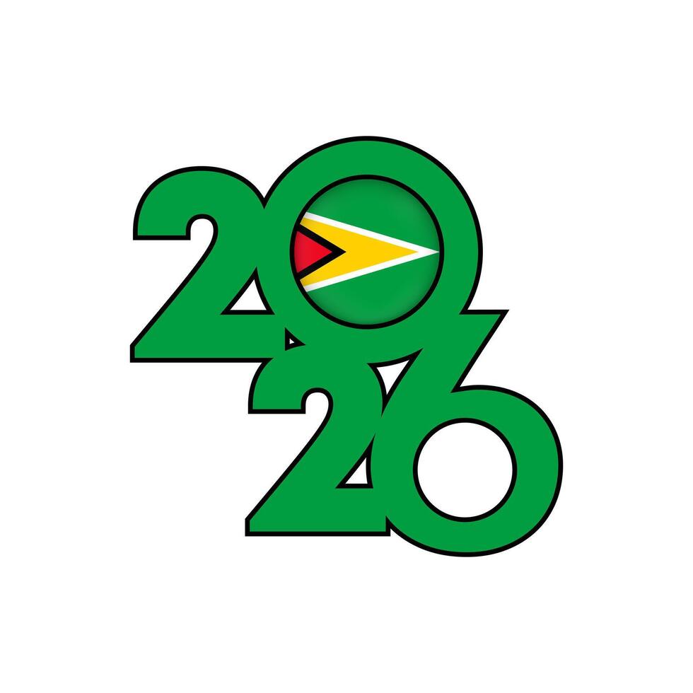 2026 banner with Guyana flag inside. vector