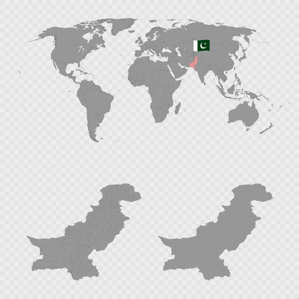 Pakistan Map Set with World Location. vector