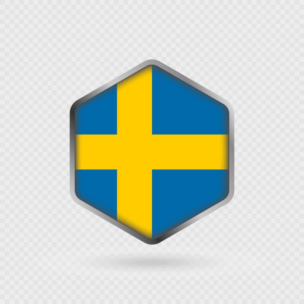 Sweden Flag Icon in Hexagon Shape. vector