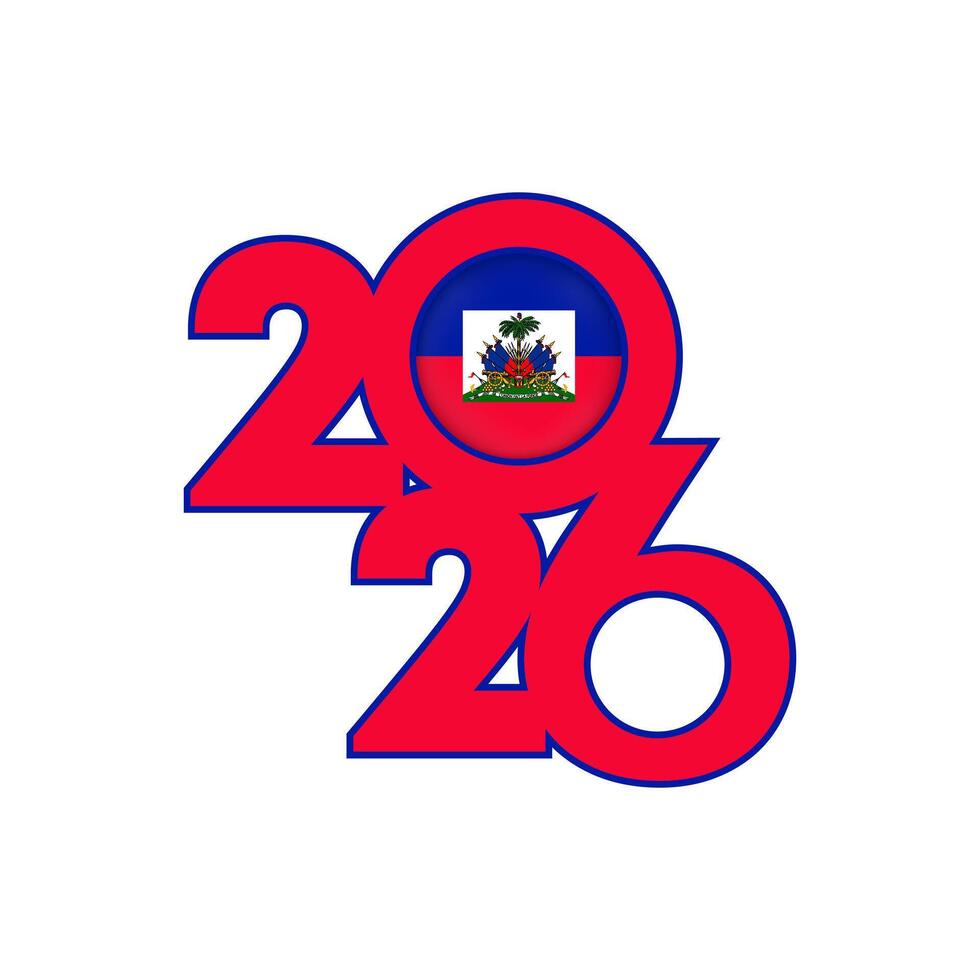 2026 banner with Haiti flag inside. vector