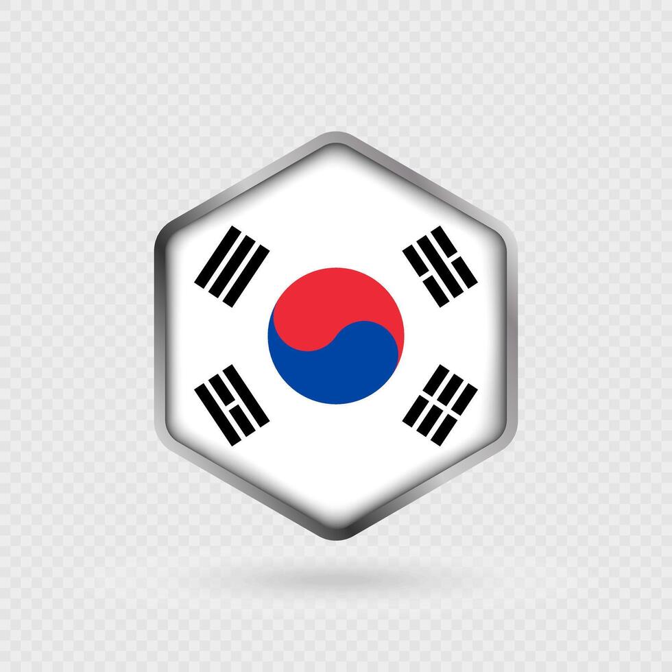 South Korea Flag Icon in Hexagon Shape. vector