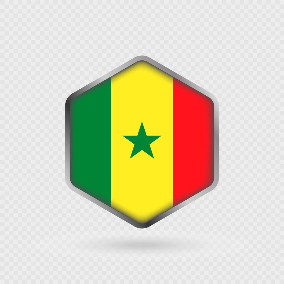 Senegal Flag Icon in Hexagon Shape. vector