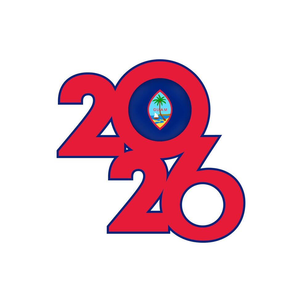 2026 banner with Guam flag inside. vector