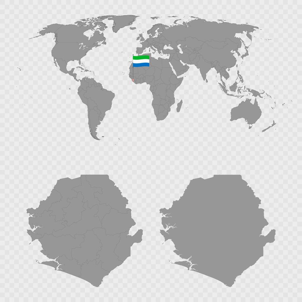 Sierra Leone Map Set with World Location. vector