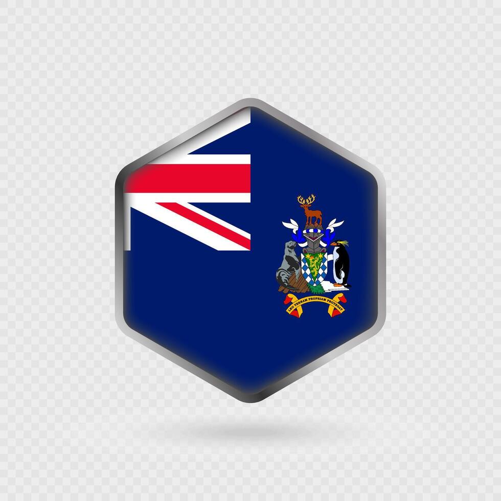 South Georgia and the South Sandwich Islands Flag Icon in Hexagon Shape. vector