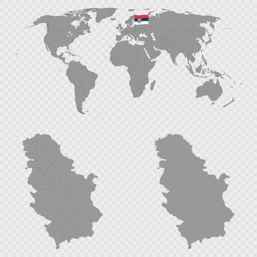 Serbia Map Set with World Location. vector