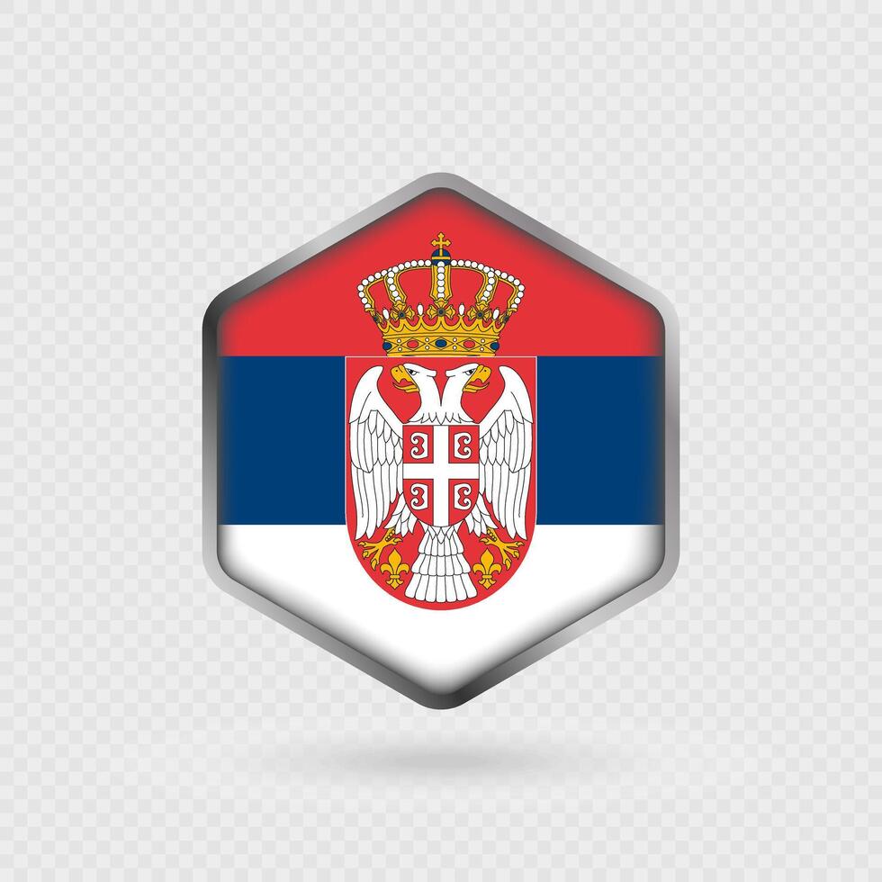 Serbia Flag Icon in Hexagon Shape. vector