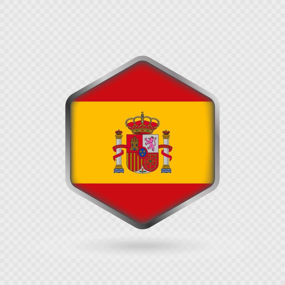 Spain Flag Icon in Hexagon Shape. vector