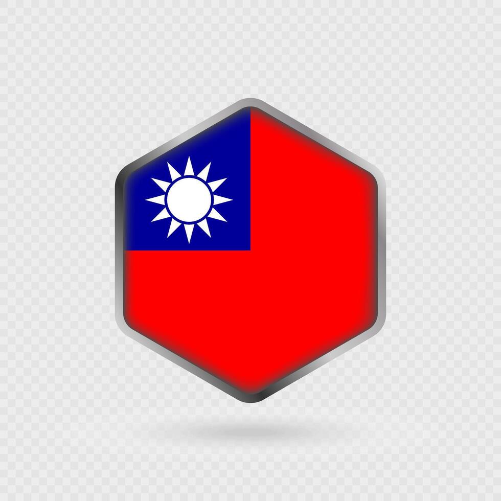 Taiwan Flag Icon in Hexagon Shape. vector